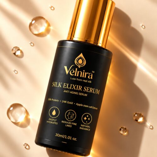 Velnira silk elixir Serum | Gold Anti-Aging serum | Silk + 24k Gold + Apple Stem Powder + Alpha Arbutin + Niacinamide + Bakuchiol Extract