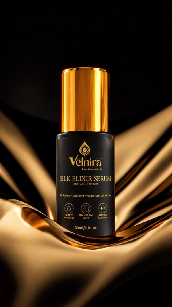 Velnira silk elixir Serum | Gold Anti-Aging serum | Silk + 24k Gold + Apple Stem Powder + Alpha Arbutin + Niacinamide + Bakuchiol Extract